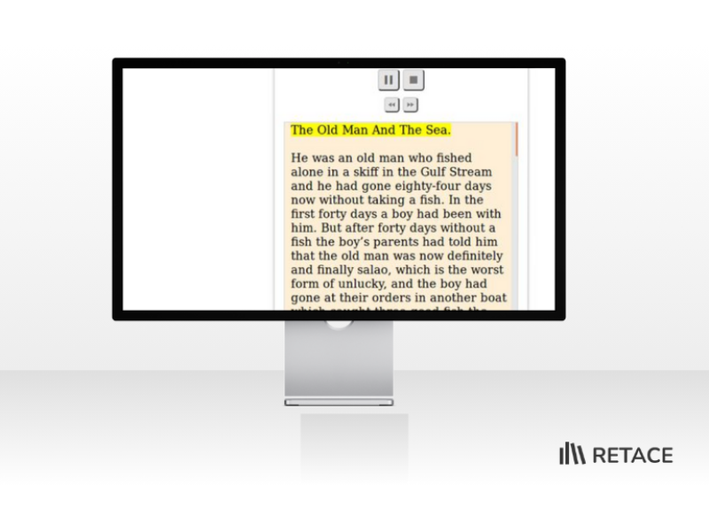 Interface do Firefox com exibição de página com texto limpo após ativação do Read Aloud